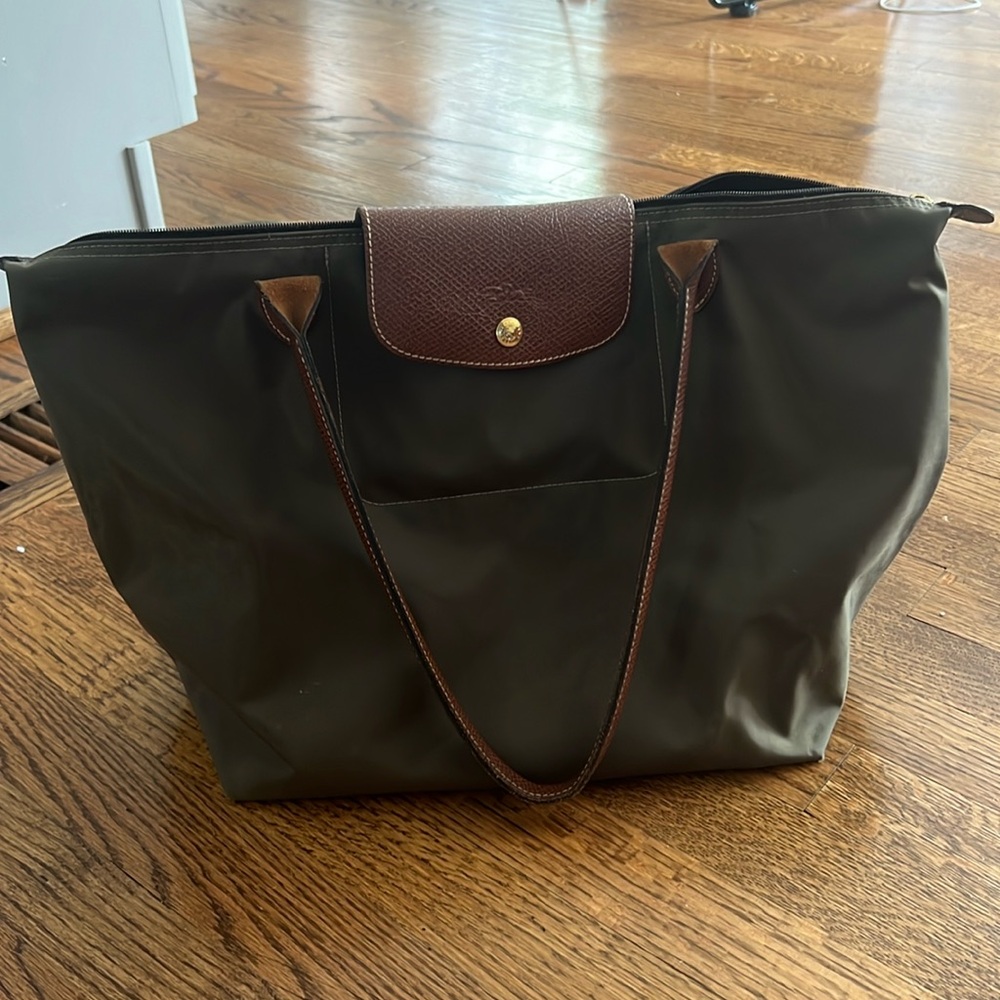 Olive Green Long Champ Tote